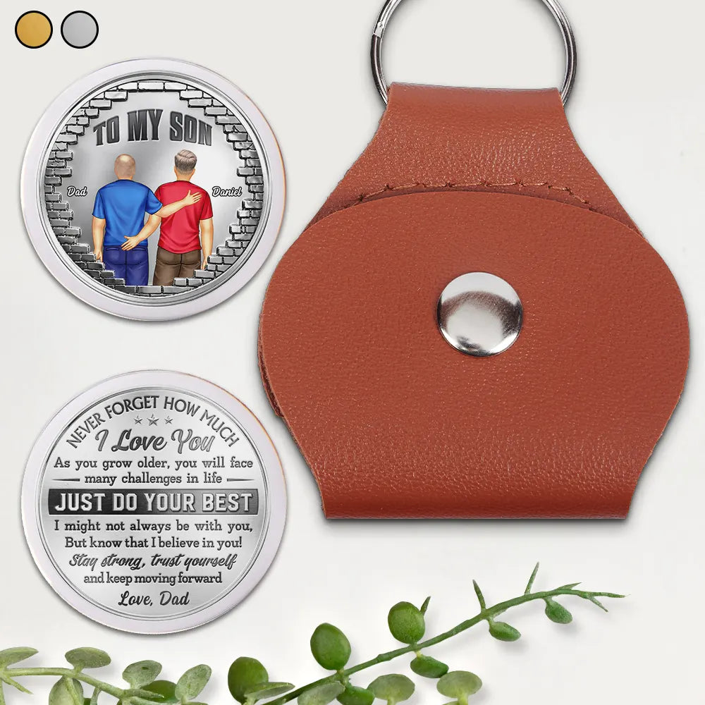 Gift For Son,Gift For Grandkids,Vector,Inspirational - To My Son Grandson Just Do Your Best - Personalized Leather Pocket Hug