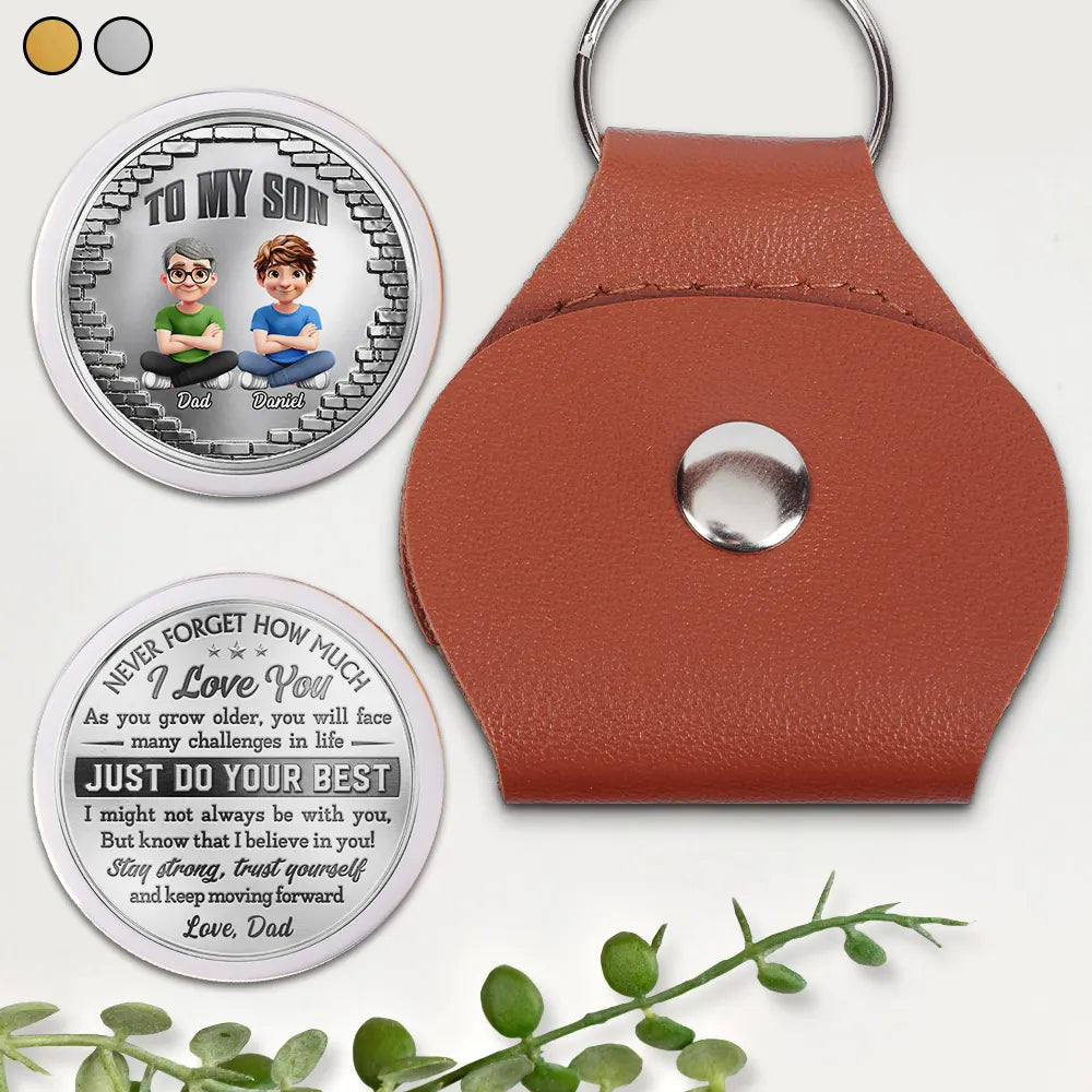 Gift For Son,Gift For Grandkids,Vector,Inspirational - To My Son Just Do Your Best - Personalized Leather Pocket Hug
