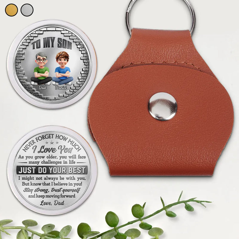 Gift For Son,Gift For Grandkids,Vector,Inspirational - To My Son Just Do Your Best - Personalized Leather Pocket Hug