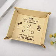 Gift For Father, Gift For Men, Gift For Husband, Happy, Gift For Yourself - To Us You Are The World - Personalized Leather Valet Tray