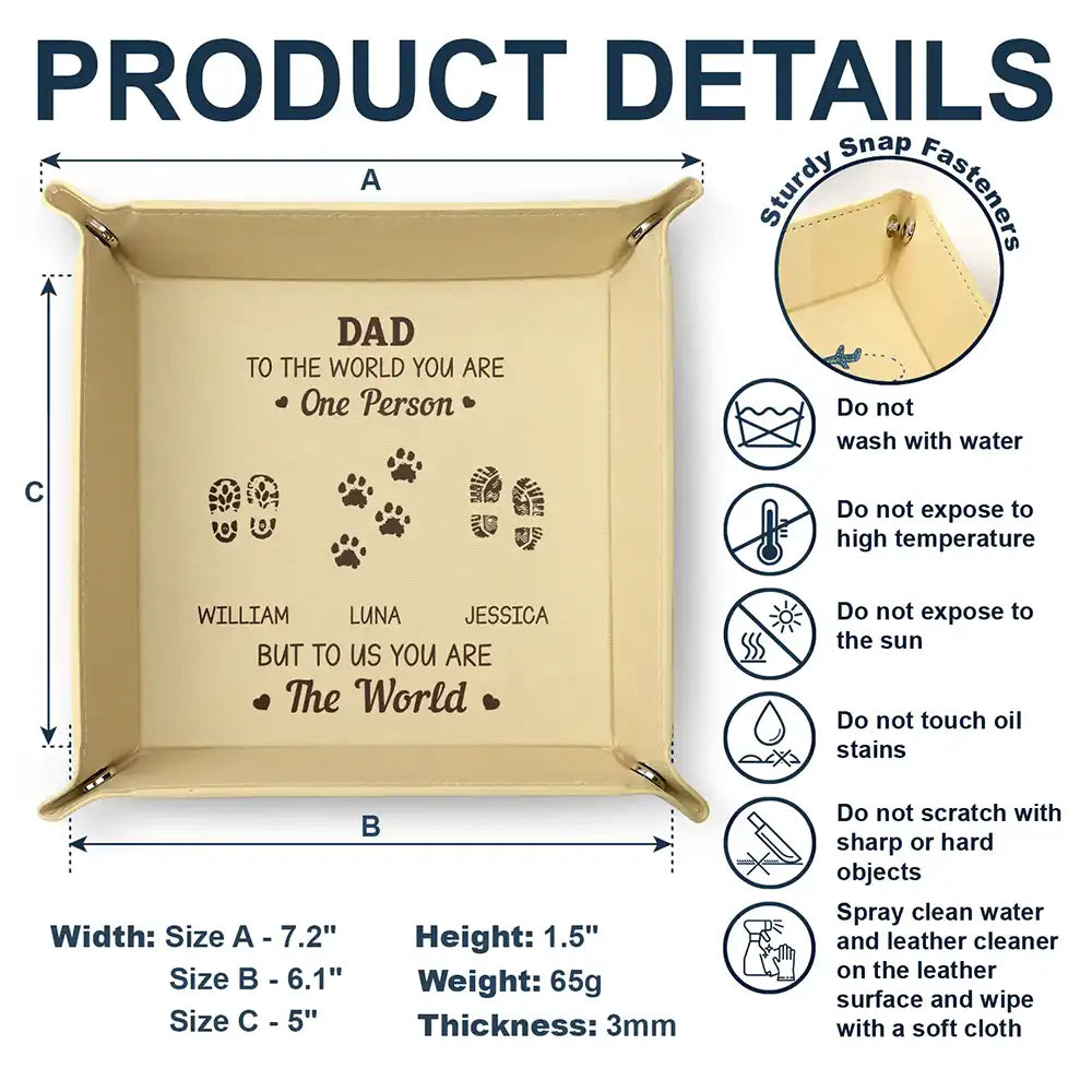 Gift For Father, Gift For Men, Gift For Husband, Happy, Gift For Yourself - To Us You Are The World - Personalized Leather Valet Tray