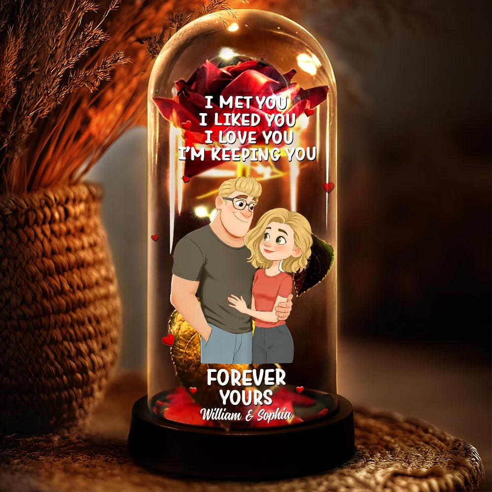 Gift For Couples,Gift For Wife,Gift For Girlfriend,LGBT,Love - Together And Forever Yours Hugging Couple - Personalized Everlasting Rose Dome Lamp