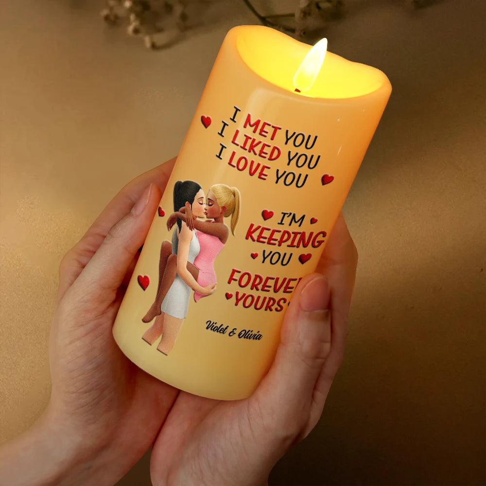 Gift For Couples,Gift For Husband,Gift For Wife,Gift For Boyfriend,Gift For Girlfriend,LGBT,Love - Together And Forever Yours - Personalized Flameless LED Candle