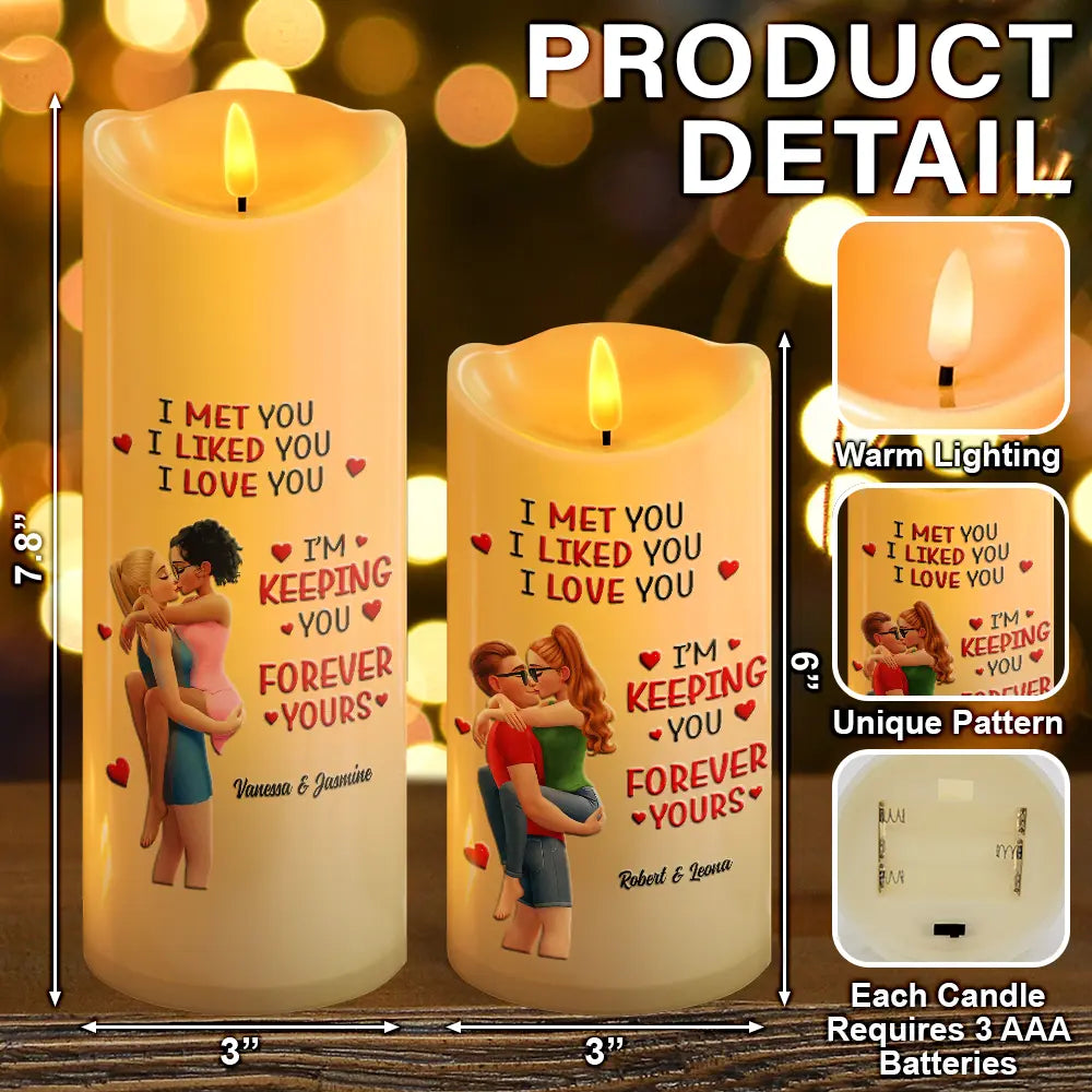 Gift For Couples,Gift For Husband,Gift For Wife,Gift For Boyfriend,Gift For Girlfriend,LGBT,Love - Together And Forever Yours - Personalized Flameless LED Candle