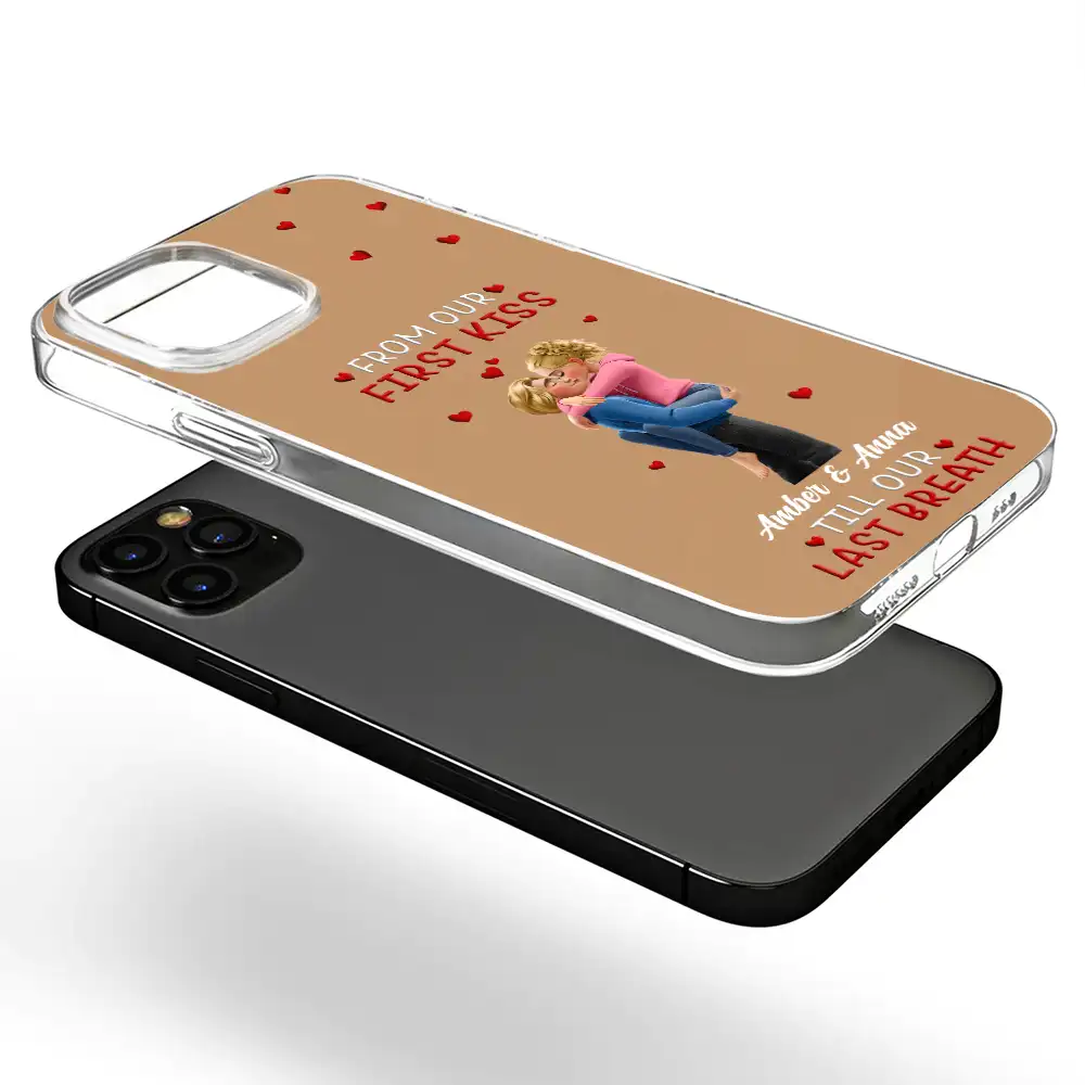 Gift For Couples, Gift For Husband, Gift For Wife, Gift For Girlfriend, LGBT, Love - Together And Forever Yours Kissing Couple - Personalized Clear Phone Case