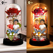 Gift For Couples,Gift For Wife,Gift For Girlfriend,LGBT,Love - Together And Forever Yours Sitting Couple 3D Effect - Personalized Everlasting Rose Dome Lamp
