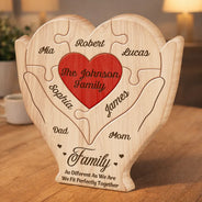 Family,Parents,Happy,Non-Eng,Grateful - Together We Make A Family - Personalized Custom Shaped Wooden Puzzle