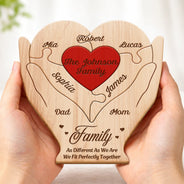 Family,Parents,Happy,Non-Eng,Grateful - Together We Make A Family - Personalized Custom Shaped Wooden Puzzle