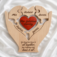 Family,Parents,Happy,Non-Eng,Grateful - Together We Make A Family - Personalized Custom Shaped Wooden Puzzle