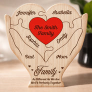 Family,Parents,Happy,Non-Eng,Grateful - Together We Make A Family - Personalized Custom Shaped Wooden Puzzle