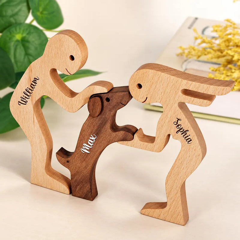 Pet Couple,First Christmas,Sentimental,Pet Lovers,Gift For Couples,Custom Text - Together We Make A Family Dog Lover Wooden Pet Carvings Desk Figurine Sympathy Remembrance - Personalized Wood Sculpture Table Ornament