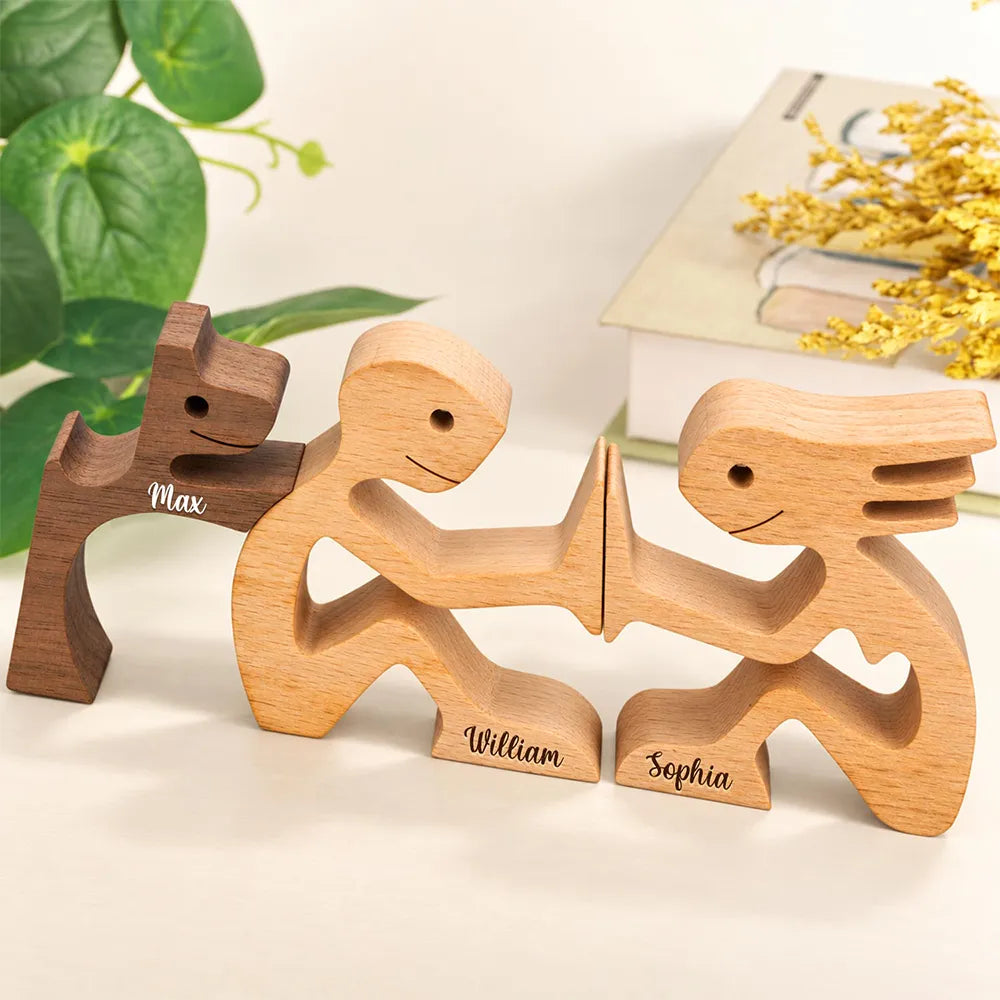 Pet Couple,First Christmas,Sentimental,Pet Lovers,Gift For Couples,Custom Text - Together We Make A Family Dog Lover Wooden Pet Carvings Desk Figurine Sympathy Remembrance - Personalized Wood Sculpture Table Ornament