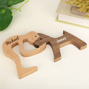 Pet Couple,First Christmas,Sentimental,Pet Lovers,Gift For Couples,Custom Text - Together We Make A Family Dog Lover Wooden Pet Carvings Desk Figurine Sympathy Remembrance - Personalized Wood Sculpture Table Ornament