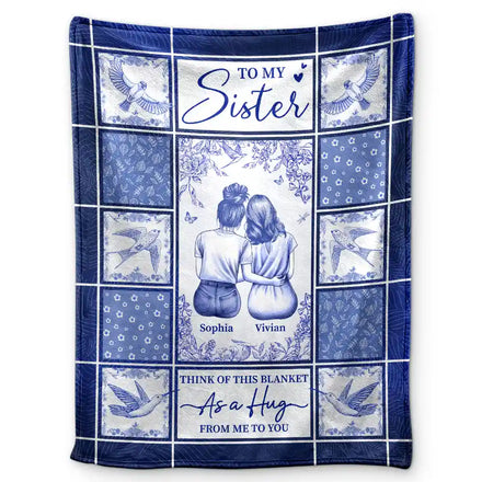 Toile De Jouy A Hug From Me - Personalized Fleece Blanket, Sherpa Blanket