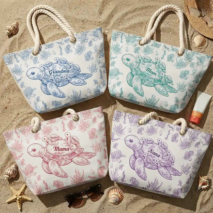 Toile De Jouy Sea Turtle - Personalized Beach Bag