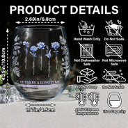 Gift For Bestie,Love - Toile Birth Flower Grow An Old Friend Bestie - Personalized Stemless Wine Glass