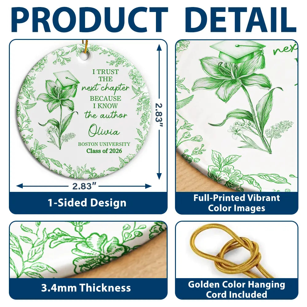Gift For Children,Christmas,Proud,Graduation,Gift For Daughter,Icon - Toile Birth Month Flower Congrats Grad - Personalized Circle Ceramic Ornament