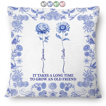 Toile De Jouy Birth Flower Grow An Old Friend - Personalized Pillow