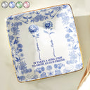 Gift For Bestie,Old Best friends - Toile De Jouy Birth Flower Grow An Old Friend - Personalized Ring Dish