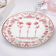 Gift For Yourself,Gift For Women,Gift For Bestie,Old Best friends,Love - Toile De Jouy Birth Flower Grow An Old Friend - Personalized Round Ring Dish