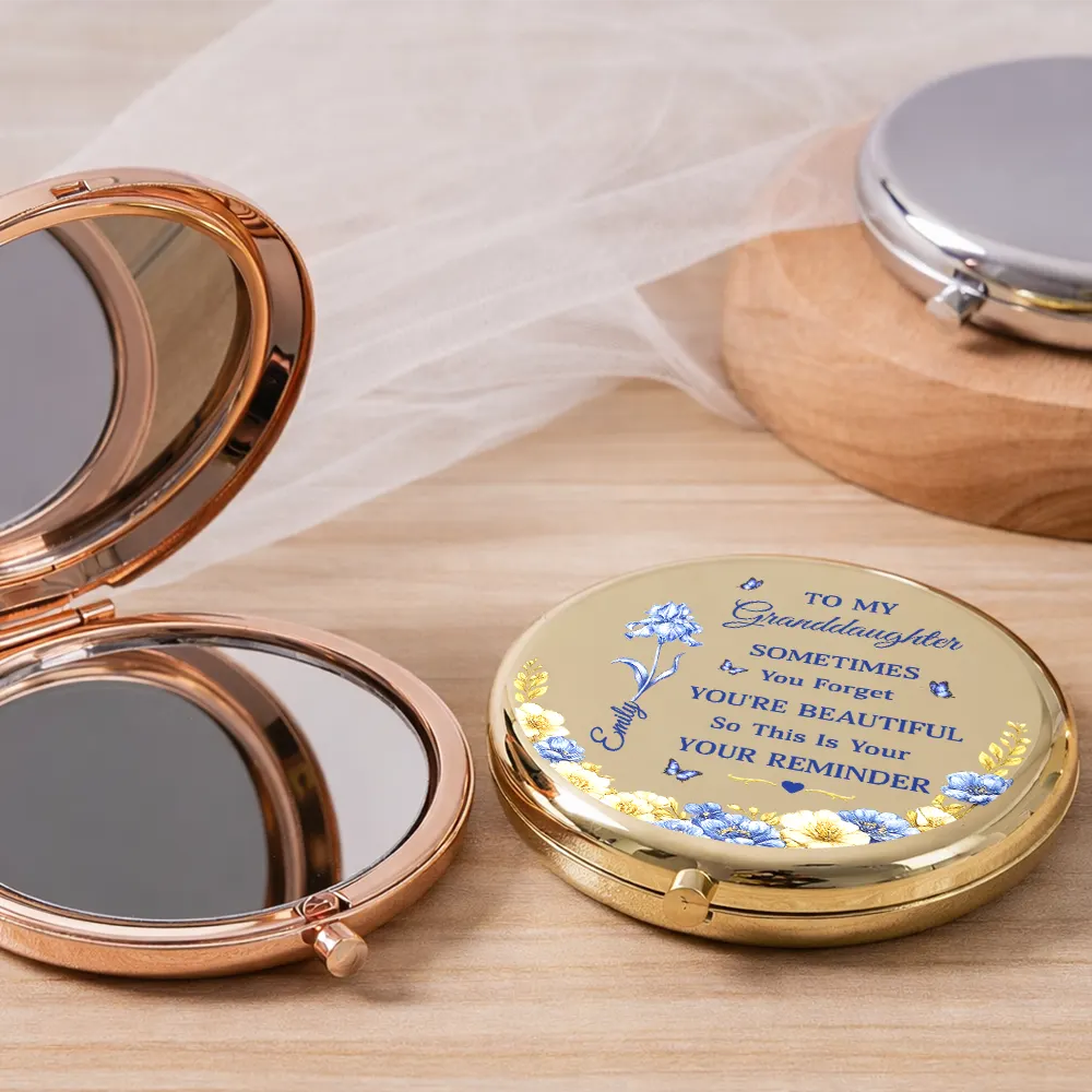 Gift For Daughter, Gift For Women, Love - Toile De Jouy Birth Flower Sometimes You Forget You're Beautiful - Personalized Compact Mirror