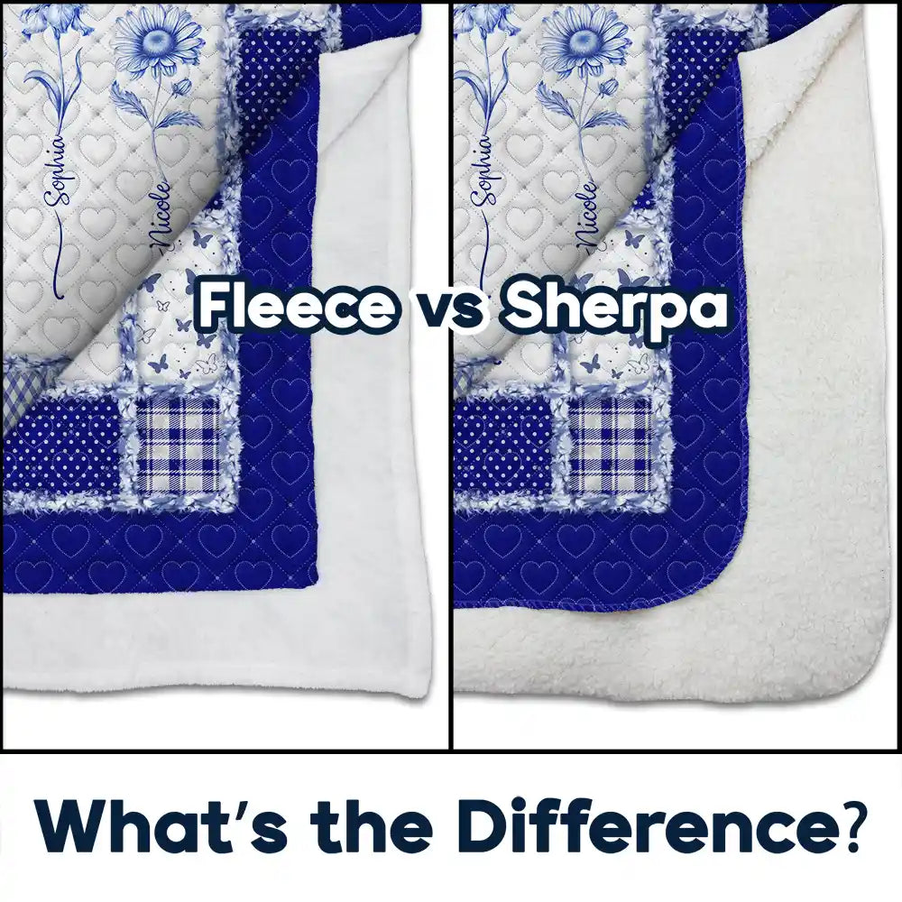 Gift For Women,Gift For Bestie,Old Best friends,Love - Toile De Jouy Birth Month Flower Grow An Old Friend - Personalized Fleece Blanket, Sherpa Blanket