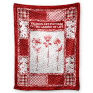 Gift For Women,Gift For Bestie,Old Best friends,Love - Toile De Jouy Birth Month Flower Grow An Old Friend - Personalized Fleece Blanket, Sherpa Blanket