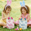 Easter,Non-Eng,Gift For Kids,Gift For Grandkids,Grandma - Grandkids,Grandpa - Grandkids,Dad - Children,Mom - Children,Happy - Toile De Jouy Bunny Pattern - Personalized Bunny Ears Bucket Bag