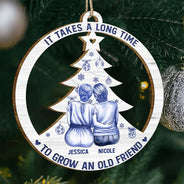 Gift For Women, Gift For Bestie, Love, Christmas - Toile De Jouy Christmas Grow An Old Friend - Personalized Custom Shaped Wooden Ornament