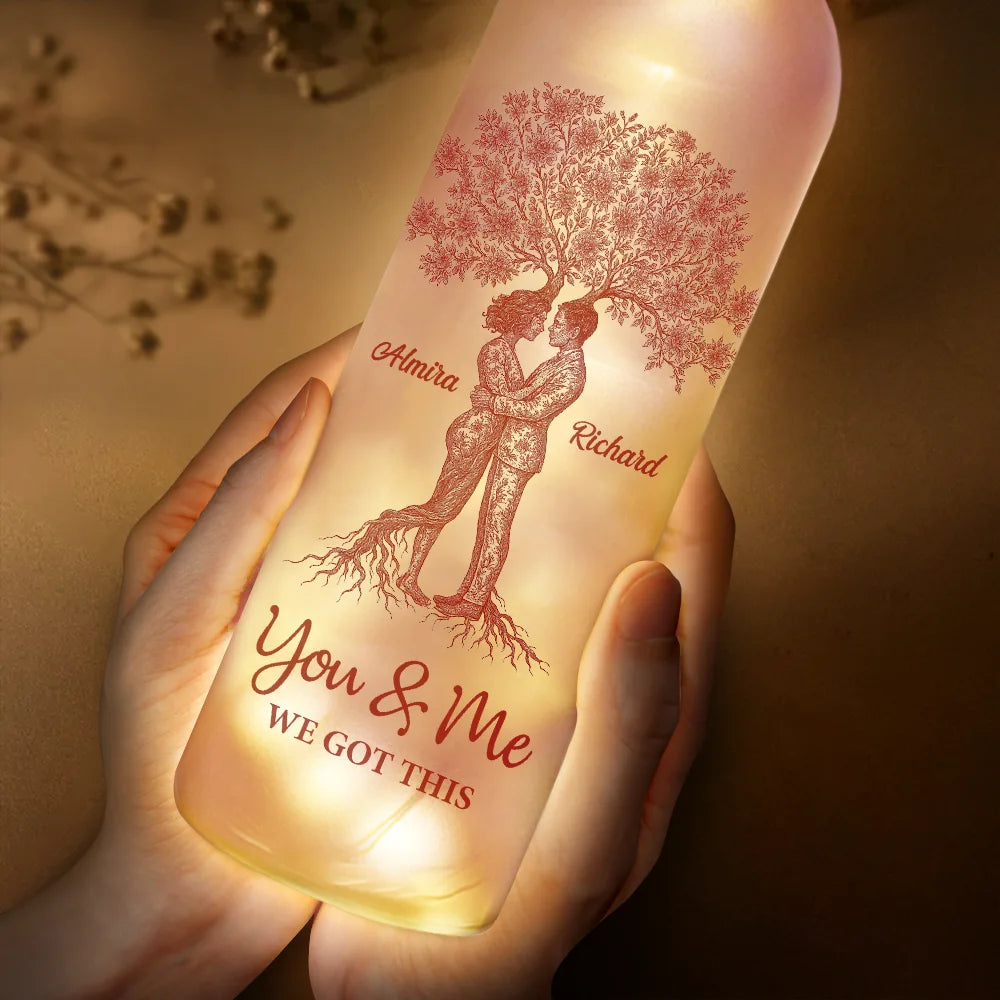 Old Couples, Gift For Husband, Gift For Wife, Gift For Boyfriend, Gift For Girlfriend, Love - Toile De Jouy Couple You And Me We Got This - Personalized Bottle Light