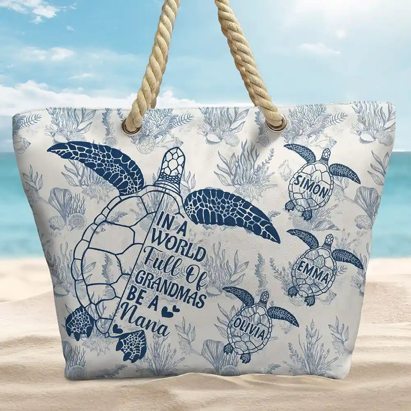 Gift For Yourself,Gift For Women,Gift For Mother,Gift For Grandma,Love,Summer - Toile De Jouy World Full Of Grandmas - Personalized Beach Bag