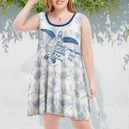 Gift For Yourself, Gift For Women, Gift For Grandma, Love, Summer - Toile De Jouy World Full Of Grandmas - Personalized Sleeveless Tank Dress