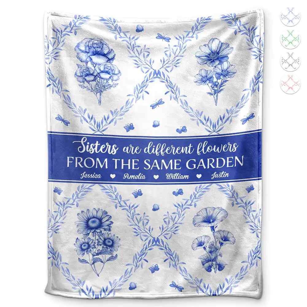 Christmas, Gift For Bestie, Gift For Sisters - Toile Floral Bloom In The Garden - Personalized Fleece Blanket, Sherpa Blanket