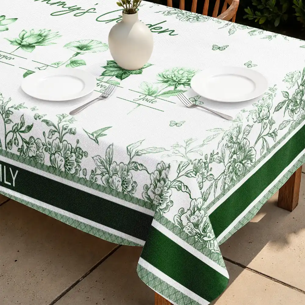 Family,Happy,Gift For Yourself,Gift For Mother,Gift For Grandma - Toile Grandma Flower Garden - Personalized Tablecloth