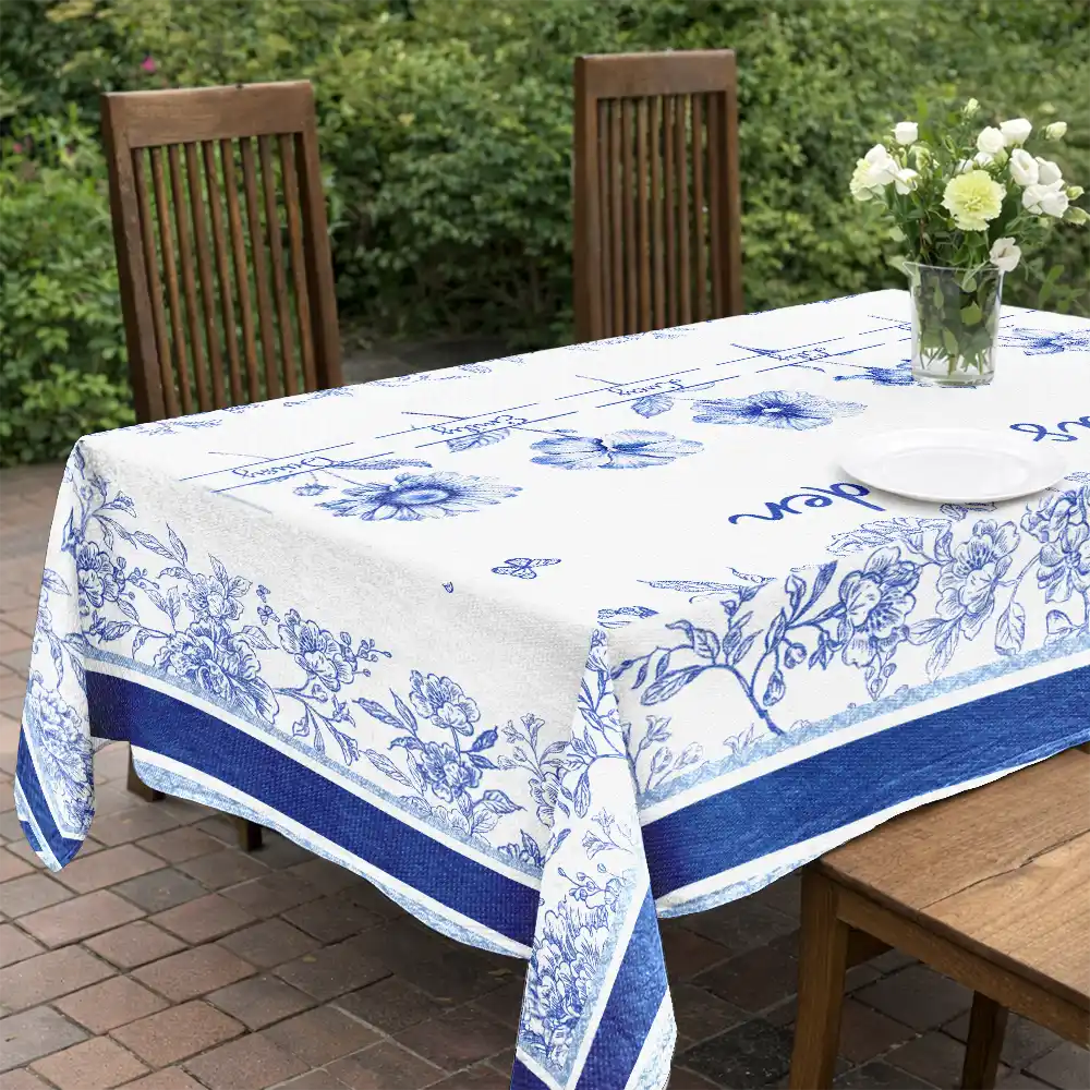 Family,Happy,Gift For Yourself,Gift For Mother,Gift For Grandma - Toile Grandma Flower Garden - Personalized Tablecloth