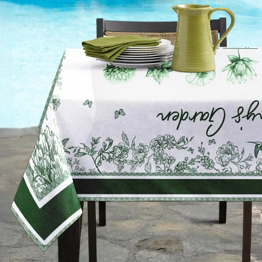 Family,Happy,Gift For Yourself,Gift For Mother,Gift For Grandma - Toile Grandma Flower Garden - Personalized Tablecloth