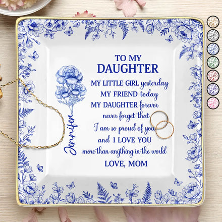 Toile Birth Flower My Daughter Forever - Personalized Ring Dish