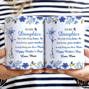 Gift For Daughter,Mom - Daughters (Adult),Gift For Grandkids,Happy,Gift For Women,New Mom - Toile Birth Flower Watching You Be A Mom - Personalized White Edge-to-Edge Mug
