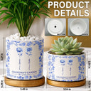 Toile De Jouy Birth Flower Grandma's Garden - Personalized Ceramic Plant Pot