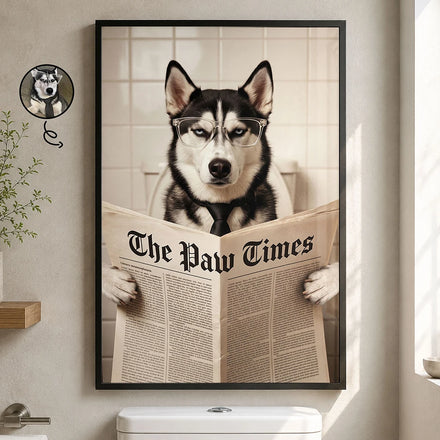 Custom Photo Funny Bathroom Pet Toilet Dog Cat - Personalized Poster