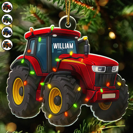 Tractor Christmas Decorations - Personalized Custom Shaped Acrylic Ornament