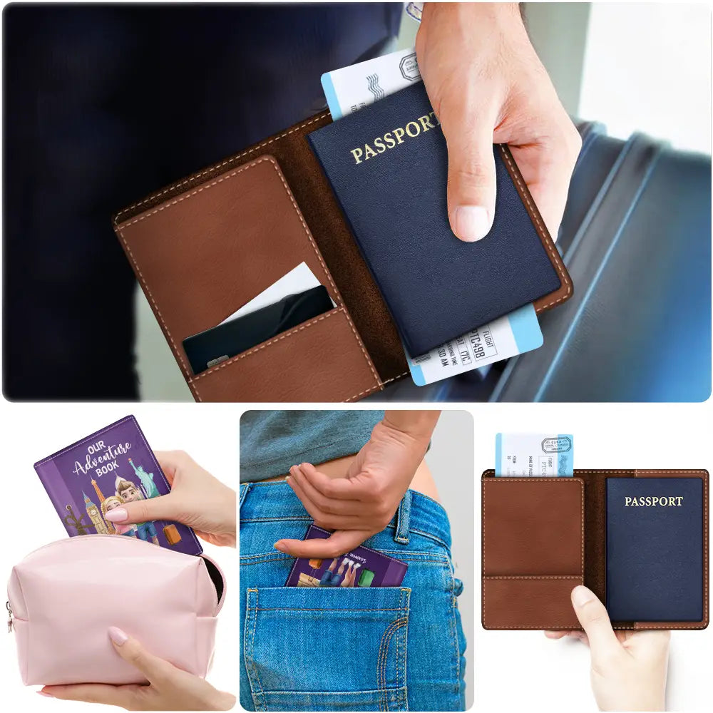 Gift For Couples,Gift For Husband,Gift For Wife,Gift For Boyfriend,Gift For Girlfriend,Travel - Travel Our Adventure Book 3D Effect - Personalized Passport Cover, Passport Holder