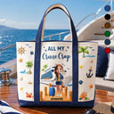 Cruising,Gift For Yourself,Gift For Women,Vector,Happy - Travel All My Cruise Crap - Personalized Fabric Tote Bag