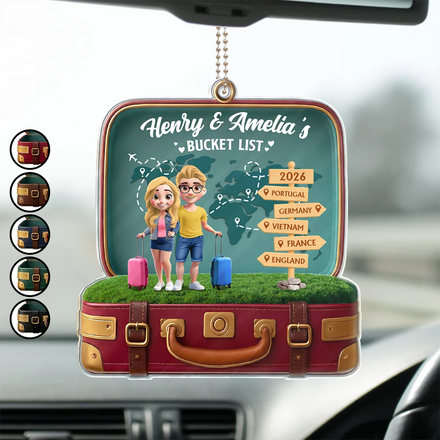 Travel Bucket List Couple - Personalized Acrylic Car Hanger