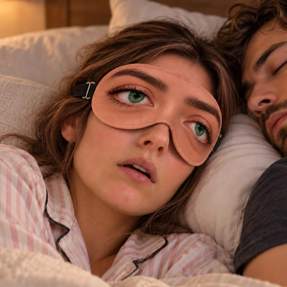 Travel Gag Gift For Bestie, Couples - Personalized Cartoon Eyes Open Funny Sleep Mask