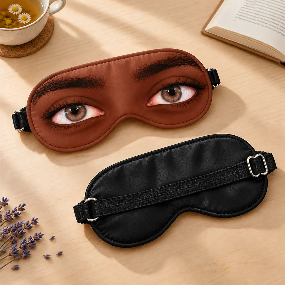 Travel Gag Gift For Bestie, Couples - Personalized Cartoon Eyes Open Funny Sleep Mask