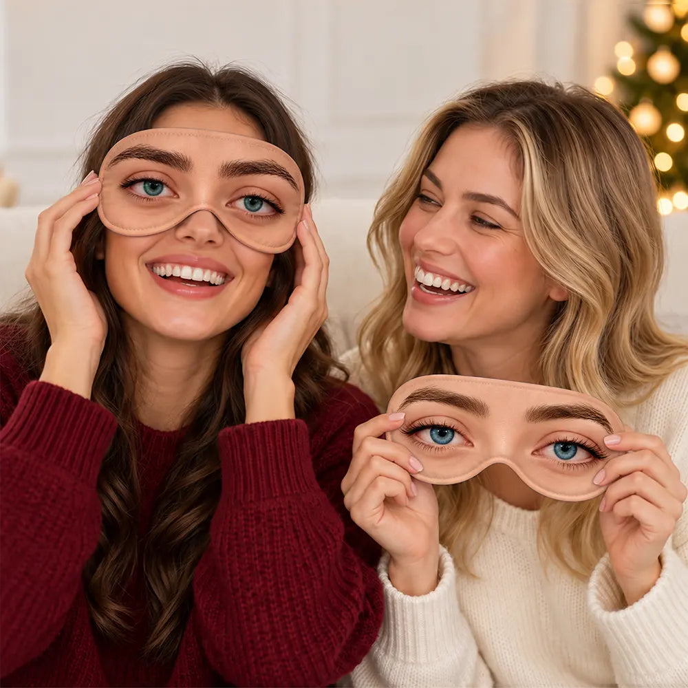 Travel Gag Gift For Bestie, Couples - Personalized Cartoon Eyes Open Funny Sleep Mask