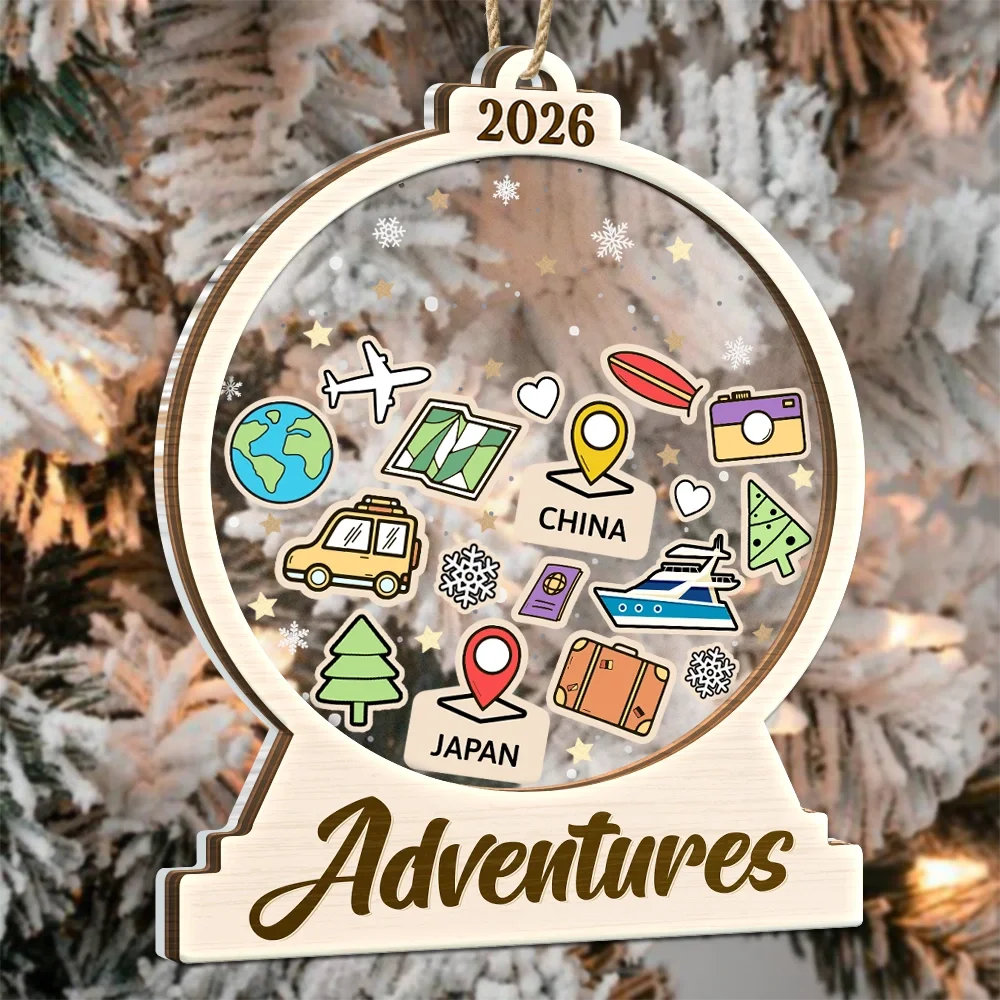 Travel Goal, Destination Of The Year - Personalized 2-Layered Mix Ornament