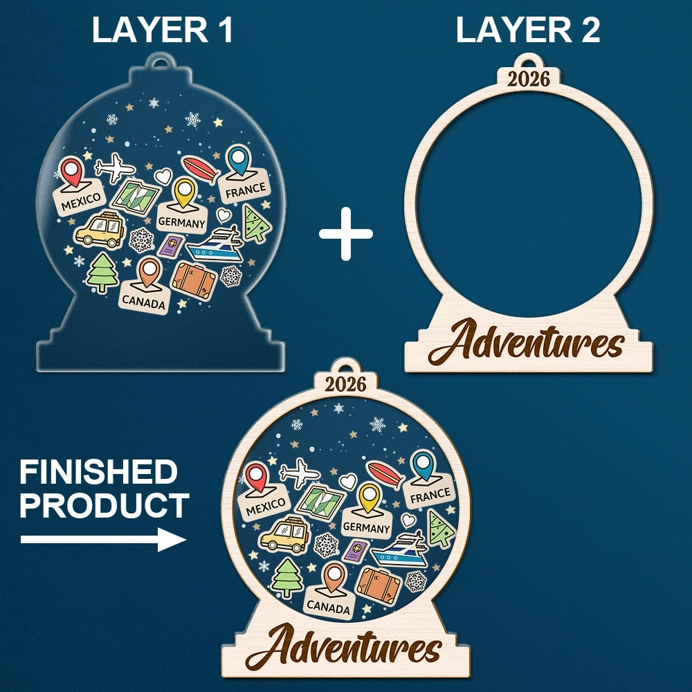 Travel Goal, Destination Of The Year - Personalized 2-Layered Mix Ornament
