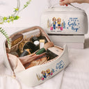 Gift For Bestie, Best friends' Hobby, Cruising, Beach, Summer, Happy - Traveling Girls Trip All My Cruise Crap Besties Cruising - Personalized Leather Makeup Bag